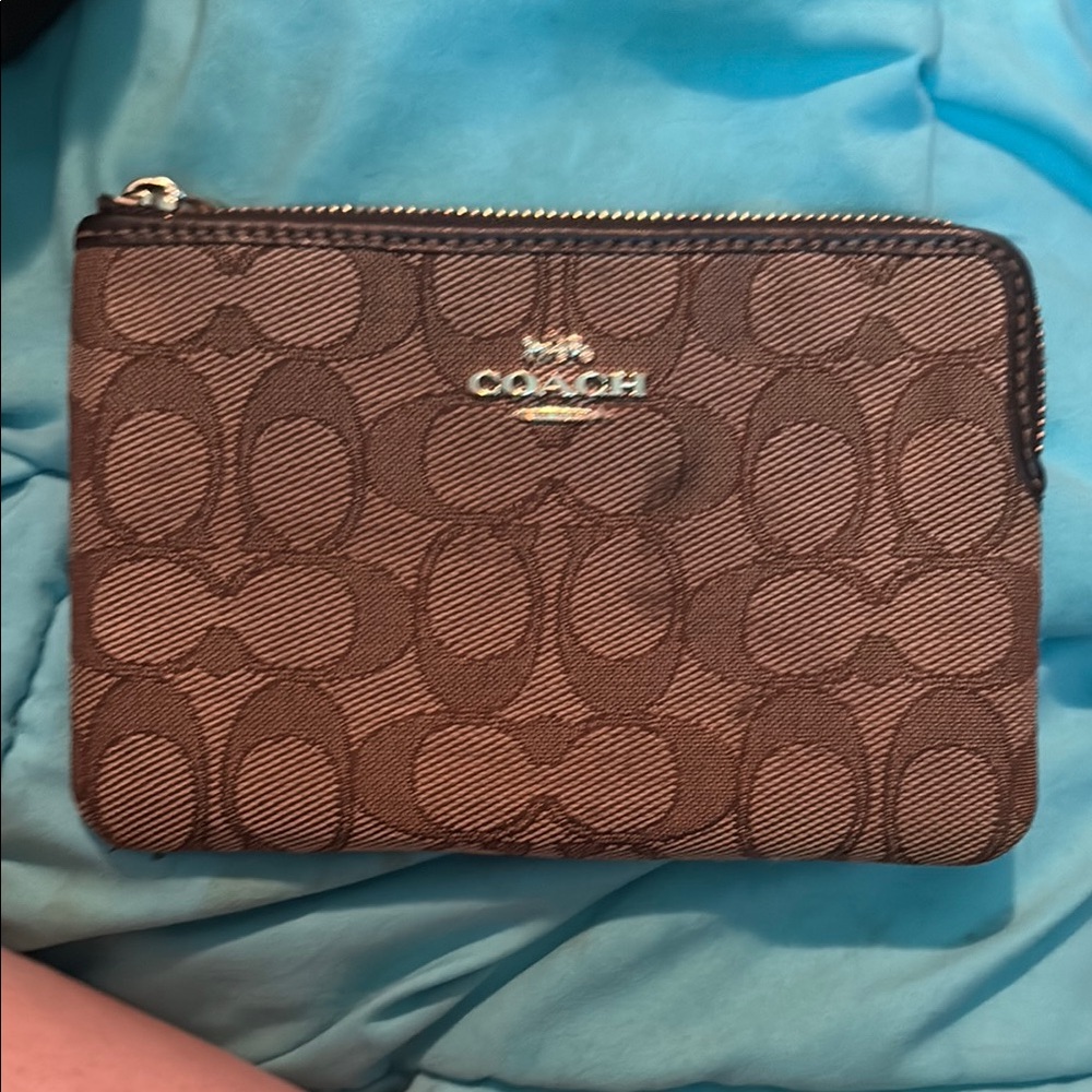 Coach Signature Brown Wristlet